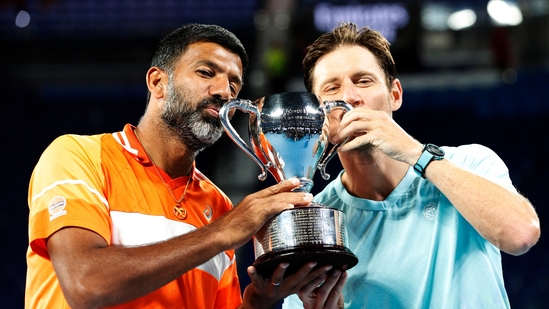 Rohan Bopanna and Matthew Ebden sealed a historic men's doubles final victory at the 2024 Australian Open, in Melbourne on Saturday.(REUTERS)