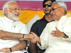 Nitish Kumar with Prime Minister Narendra Modi. Nitish Kumar with Prime Minister Narendra Modi.