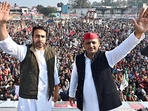Samajwadi Party (SP) chief Akhilesh Yadav and Rashtriya Lok Dal (RLD) president Jayant Chaudhary during the joint election campaign, in Bijnor on Thursday. (ANI Photo) Samajwadi Party (SP) chief Akhilesh Yadav and Rashtriya Lok Dal (RLD) president Jayant Chaudhary during the joint election campaign, in Bijnor on Thursday. (ANI Photo)