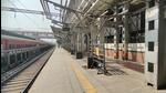 Several spots on the platform are not yet covered and tin sheets have not yet been installed on the roof due to which passengers have to stand in the sunlight under high-tension wires. (HT PHOTO) Several spots on the platform are not yet covered and tin sheets have not yet been installed on the roof due to which passengers have to stand in the sunlight under high-tension wires. (HT PHOTO)