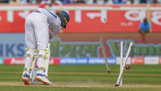 A couple of overs later, came the moment of the day… And that is saying a lot, considering not too long ago a 22-year-old Yashasvi Jaiswal had become the third youngest Indian to score a Test double century and a 41-year-old James Anderson had made the second new ball talk. But Bumrah surpassed them all with this delivery. It started way outside the off stump and tailed in to such an extent that Ollie Pope could do nothing about it.(PTI)