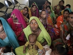 A group of women at a public health centre in Vadodra, Gujarat. (Hindustan Times) A group of women at a public health centre in Vadodra, Gujarat. (Hindustan Times)