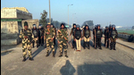 BSF personnel stand guard as security tightened at Ambala-Kaithal bypass, ahead of the farmers' call for March to Delhi on 13th February, on Sunday. (ANI) BSF personnel stand guard as security tightened at Ambala-Kaithal bypass, ahead of the farmers' call for March to Delhi on 13th February, on Sunday. (ANI)