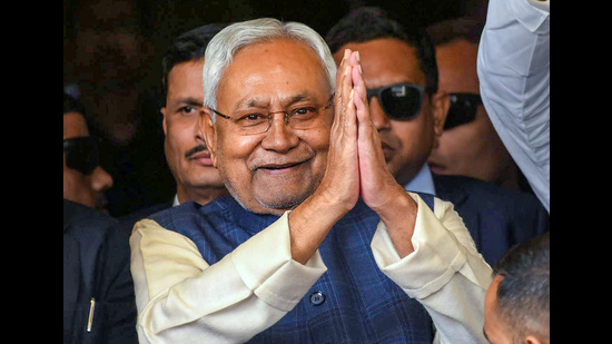 Bihar CM Nitish Kumar at Bihar Legislative Assembly for the floor test of his government on Monday. (PTI) Bihar CM Nitish Kumar at Bihar Legislative Assembly for the floor test of his government on Monday. (PTI)