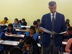 BSEB Chairman Anand Kishore inspecting an examination center in Patna. BSEB Chairman Anand Kishore inspecting an examination center in Patna.