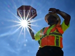 TOPSHOT - Traffic warden Rai Rogers mans his street corner during an 8-hour shift under the hot sun in Las Vegas, Nevada on July 12, 2023, where temperatures reached 106 degrees amid an ongoing heatwaves. (Photo by Frederic J. BROWN / AFP)(AFP) TOPSHOT - Traffic warden Rai Rogers mans his street corner during an 8-hour shift under the hot sun in Las Vegas, Nevada on July 12, 2023, where temperatures reached 106 degrees amid an ongoing heatwaves. (Photo by Frederic J. BROWN / AFP)(AFP)