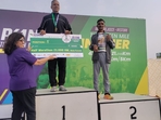 Subhash Singh has secured first position by covering 21 kms in 1 hour 27 minutes, Subhash Singh has secured first position by covering 21 kms in 1 hour 27 minutes,