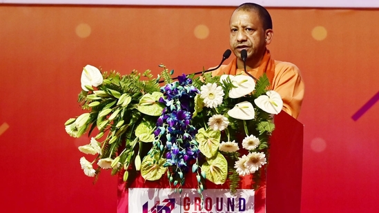 Uttar Pradesh Governor Anandiben Patel, Defence Minister Rajnath Singh and Chief Minister Yogi Adityanath also attended the event. (HT Photo/Deepak Gupta)