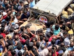 Wayanad: People block a forest officials vehicle during district-wide hartal at Pulpally, in Wayanad district, Saturday, Feb. 17, 2024. The wide hartal called by the ruling LDF, opposition UDF and BJP on Saturday to seek permanent solutions to the human-animal conflicts turned violent at Pulpally with protesters damaging a Forest department vehicle and tying a cow that was killed in a suspected tiger attack atop it earlier in the day. (PTI Photo) (PTI02_17_2024_000399B)(PTI) Wayanad: People block a forest officials vehicle during district-wide hartal at Pulpally, in Wayanad district, Saturday, Feb. 17, 2024. The wide hartal called by the ruling LDF, opposition UDF and BJP on Saturday to seek permanent solutions to the human-animal conflicts turned violent at Pulpally with protesters damaging a Forest department vehicle and tying a cow that was killed in a suspected tiger attack atop it earlier in the day. (PTI Photo) (PTI02_17_2024_000399B)(PTI)
