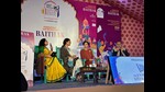 The session on community libraries featuring Rituparna Neog (centre left) and Mridula Koshy (centre right). (JLF 2024) The session on community libraries featuring Rituparna Neog (centre left) and Mridula Koshy (centre right). (JLF 2024)
