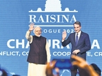 Prime Minister Narendra Modi and Greek Prime Minister Kyriakos Mitsotakis at the 9th Raisina Dialogue in New Delhi on Wednesday. (ANI) Prime Minister Narendra Modi and Greek Prime Minister Kyriakos Mitsotakis at the 9th Raisina Dialogue in New Delhi on Wednesday. (ANI)