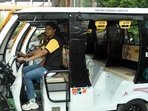 Noida, India - October 29, 2021: All women e-rickshaw drivers iniatiated by DMRC and ETO Motors at Sector 62 Electronic City metro station, in Noida, India, on Friday, October 29, 2021. (Photo by Sunil Ghosh / Hindustan Times) Noida, India - October 29, 2021: All women e-rickshaw drivers iniatiated by DMRC and ETO Motors at Sector 62 Electronic City metro station, in Noida, India, on Friday, October 29, 2021. (Photo by Sunil Ghosh / Hindustan Times)