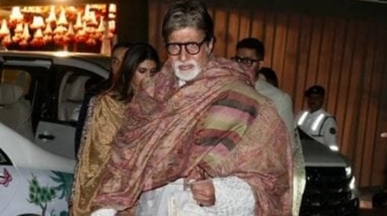A star-studded affair unfolded in Jamnagar as celebrities joined the pre-wedding festivities of Mukesh Ambani's son Anant Ambani and Radhika Merchant. Actor Amitabh Bachchan, for the event, wore an off-white kurta-pyjama and also wrapped a colourful shawl around himself.