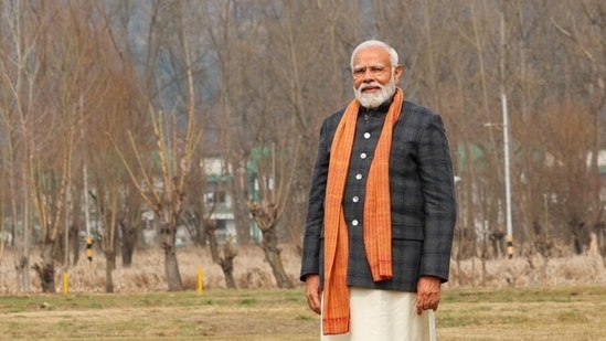 PM Narendra Modi in Kashmir on Thursday. PM Narendra Modi in Kashmir on Thursday.