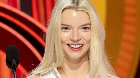 Queen's Gambit star Anya Taylor Joy smiles as she rehearses her part as a presenter. She was seen in a special role in Dune Part Two most recently.