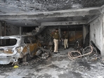Police said they were alerted about a major fire in the Shastri Nagar area of Shahdara around 5.20 am on Thursday. (Sanjeev Verma/HT Photo) Police said they were alerted about a major fire in the Shastri Nagar area of Shahdara around 5.20 am on Thursday. (Sanjeev Verma/HT Photo)