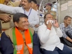 Piyush Goyal travels in Mumbai's local train(ANI) Piyush Goyal travels in Mumbai's local train(ANI)