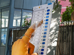 New Delhi: A replica of Electronic Voting Machine (EVM) at the Election Commission of India (ECI) head office, in New Delhi, Wednesday, Feb. 28, 2024. (PTI Photo/Kamal Kishore)(PTI02_28_2024_000219A)(PTI) New Delhi: A replica of Electronic Voting Machine (EVM) at the Election Commission of India (ECI) head office, in New Delhi, Wednesday, Feb. 28, 2024. (PTI Photo/Kamal Kishore)(PTI02_28_2024_000219A)(PTI)