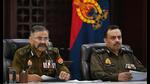 UP DGP Prashant Kumar and ADG (UP STF) Amitabh Yash said the arrested trio included Mirzapur resident Shivam Giri and Bhadohi resident Rohit Kumar Pandey, who were employees of Transport Corporation of India Private Limited, and Prayagraj resident Abhishek Shukla, a former employee. (Deepak Gupta/HT Photo) UP DGP Prashant Kumar and ADG (UP STF) Amitabh Yash said the arrested trio included Mirzapur resident Shivam Giri and Bhadohi resident Rohit Kumar Pandey, who were employees of Transport Corporation of India Private Limited, and Prayagraj resident Abhishek Shukla, a former employee. (Deepak Gupta/HT Photo)