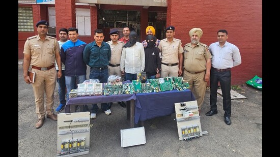Police have recovered several stolen electronic parts, although they have been rendered useless. (HT) Police have recovered several stolen electronic parts, although they have been rendered useless. (HT)