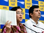 Delhi Minister and AAP leader Atishi addresses the media during a press conference, in New Delhi on Saturday. Saurabh Bhardwaj is also present.(ANI) Delhi Minister and AAP leader Atishi addresses the media during a press conference, in New Delhi on Saturday. Saurabh Bhardwaj is also present.(ANI)