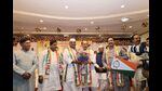 Adhalrao Patil (C) joined the NCP at a function at Manchar on Tuesday. (HT PHOTO) Adhalrao Patil (C) joined the NCP at a function at Manchar on Tuesday. (HT PHOTO)
