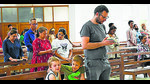 The devotees at Christ the King Cathedral in Sector 19, Chandigarh on Easter Sunday. (HT Photo) The devotees at Christ the King Cathedral in Sector 19, Chandigarh on Easter Sunday. (HT Photo)