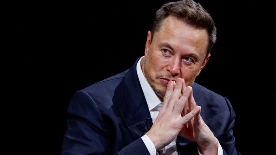 Elon Musk, Chief Executive Officer of SpaceX and Tesla and owner of Twitter, gestures as he attends the Viva Technology conference.(Reuters)
