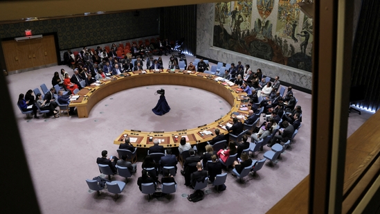 FILE PHOTO: Members of the United Nations Security Council meet on the day of a vote on a Gaza resolution that demands an immediate ceasefire for the month of Ramadan leading to a permanent sustainable ceasefire, and the immediate and unconditional release of all hostages, at U.N. headquarters in New York City, U.S., March 25, 2024. REUTERS/Andrew Kelly/File Photo(REUTERS)