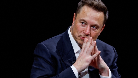 Elon Musk, Chief Executive Officer of SpaceX and Tesla and owner of Twitter, gestures as he attends the Viva Technology conference.(Reuters)