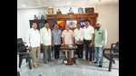 Former Union minister Pratik Patil met Vanchit Bahujan Aghadi (VBA) chief Prakash Ambedkar on Wednesday. (HT PHOTO) Former Union minister Pratik Patil met Vanchit Bahujan Aghadi (VBA) chief Prakash Ambedkar on Wednesday. (HT PHOTO)