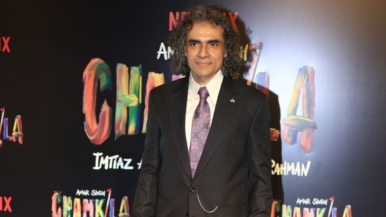 Director Imtiaz Ali brought his A-game to the screening of his film Amar Singh Chamkila, dressed in a striped suit with a statement lavender tie. He looked quite excited for his fellow celebrities to witness the magic of Chamkila