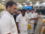 Rahul Gandhi buys Mysore Pak from sweet shop in Tamil Nadu Rahul Gandhi buys Mysore Pak from sweet shop in Tamil Nadu