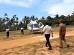 The helicopter via which Congress leader Rahul Gandhi arrived in Nilgiris, Tamil Nadu, was checked by the Election Commission's flying squad officials in Nilgiris.(ANI) The helicopter via which Congress leader Rahul Gandhi arrived in Nilgiris, Tamil Nadu, was checked by the Election Commission's flying squad officials in Nilgiris.(ANI)