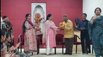 Bhatkhande V-C Mandvi Singh welcoming Padma Shri Vijay Sharma to the university. (Sourced) Bhatkhande V-C Mandvi Singh welcoming Padma Shri Vijay Sharma to the university. (Sourced)