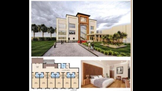 An artist’s view of how Hotel Rahi Triveni Darshan would look after revamp and new constructions. (Sourced) An artist’s view of how Hotel Rahi Triveni Darshan would look after revamp and new constructions. (Sourced)