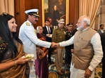 Prime Minister Narendra Modi and Vice Admiral Dinesh Tripathi. Prime Minister Narendra Modi and Vice Admiral Dinesh Tripathi.
