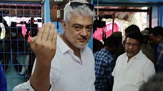 Ajith Kumar was one of the first actors to cast their vote in TN, turning up early before most people turned up.(X)