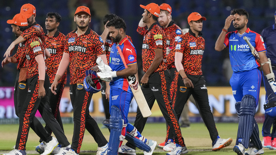 Sunrisers Hyderabad (266/7) registered a massive 67-run win over Delhi Capitals (199) to move to the second spot on the points table with five wins in seven matches.(PTI)