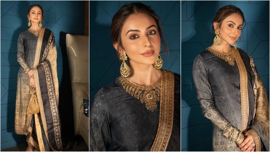 Rakul Preet Singh is here to give you some stunning ethnic fashion inspiration. The diva is a total fashionista and can turn any outfit into a glamorous affair. Whether it's a chic jumpsuit or a mini dress, she can pull off any look to perfection. Just a few days ago, the diva turned heads in a green shirt dress and this time around, Rakul proves her fashion savvy with a stunning look in an ethereal black suit. As the wedding season is going on, Rakul's ethnic look must be bookmarked for your next traditional outing. (Instagram/@rakulpreet)