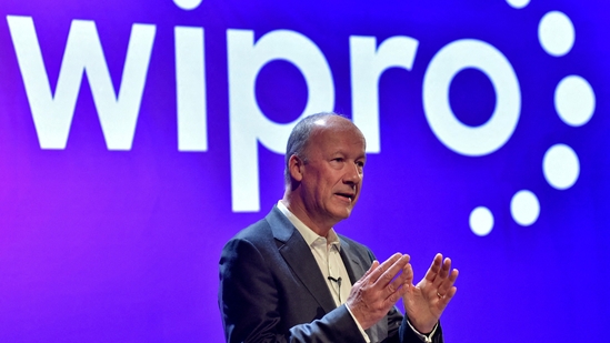 Wipro CEO Thierry Delaporte speaks during a press conference in Bengaluru, India.(Reuters)