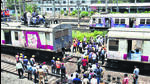 A Panvel-CSMT local was approaching platform 2 of CSMT when its second coach derailed while switching tracks. (Bhushan Koyande/HT Photo) A Panvel-CSMT local was approaching platform 2 of CSMT when its second coach derailed while switching tracks. (Bhushan Koyande/HT Photo)