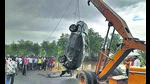 Body was stuck in the vehicle fished out of the canal near Doraha on Monday. (HT Photo) Body was stuck in the vehicle fished out of the canal near Doraha on Monday. (HT Photo)