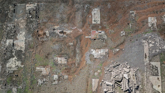 This aerial photo shows the old sunken town of Pantabangan in Nueva Ecija province on April 26, 2024. Remnants of the centuries-old town of Pantabangan reemerged in the northern Philippines after a dam's water level dropped amid a drought that plagues many parts of the country. ((Photo by JAM STA ROSA / AFP)) This aerial photo shows the old sunken town of Pantabangan in Nueva Ecija province on April 26, 2024. Remnants of the centuries-old town of Pantabangan reemerged in the northern Philippines after a dam's water level dropped amid a drought that plagues many parts of the country. ((Photo by JAM STA ROSA / AFP))
