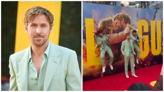 Ryan Gosling at the premiere of his movie The Fall Guy. Ryan Gosling at the premiere of his movie The Fall Guy.