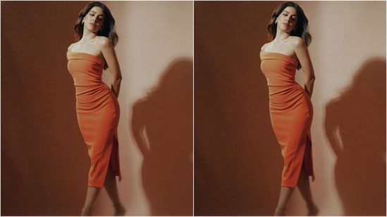 Alaya's stunning outfit is from the shelves of the brand Forever New and comes in an enchanting shade of tangerine and features a one-shoulder neckline, a body-con fit, a side slit and a knee-length hemline.(Instagram/@alayaf)