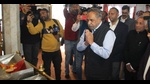 Congress candidate from Kangra parliamentary constituency Anand Sharma during his visit to Kalibari Temple in Shimla on Friday. (Deepak Sansta/HT) Congress candidate from Kangra parliamentary constituency Anand Sharma during his visit to Kalibari Temple in Shimla on Friday. (Deepak Sansta/HT)