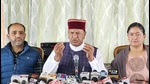 BJP state chief Rajeev Bindal addressing the media during a press conference in Shimla on Saturday. (HT Photo) BJP state chief Rajeev Bindal addressing the media during a press conference in Shimla on Saturday. (HT Photo)