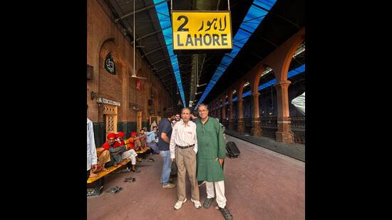 Father and son at the Lahore railway station from where the Sarkars had left in July 1947. (Photos courtesy: Amit Sarkar) Father and son at the Lahore railway station from where the Sarkars had left in July 1947. (Photos courtesy: Amit Sarkar)