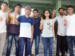 Students celebrate after ICSE and ISC results are declared at Lohia Nagar Mount Carmel School in Patna.(Santosh Kumar/HT Photographer ) Students celebrate after ICSE and ISC results are declared at Lohia Nagar Mount Carmel School in Patna.(Santosh Kumar/HT Photographer )